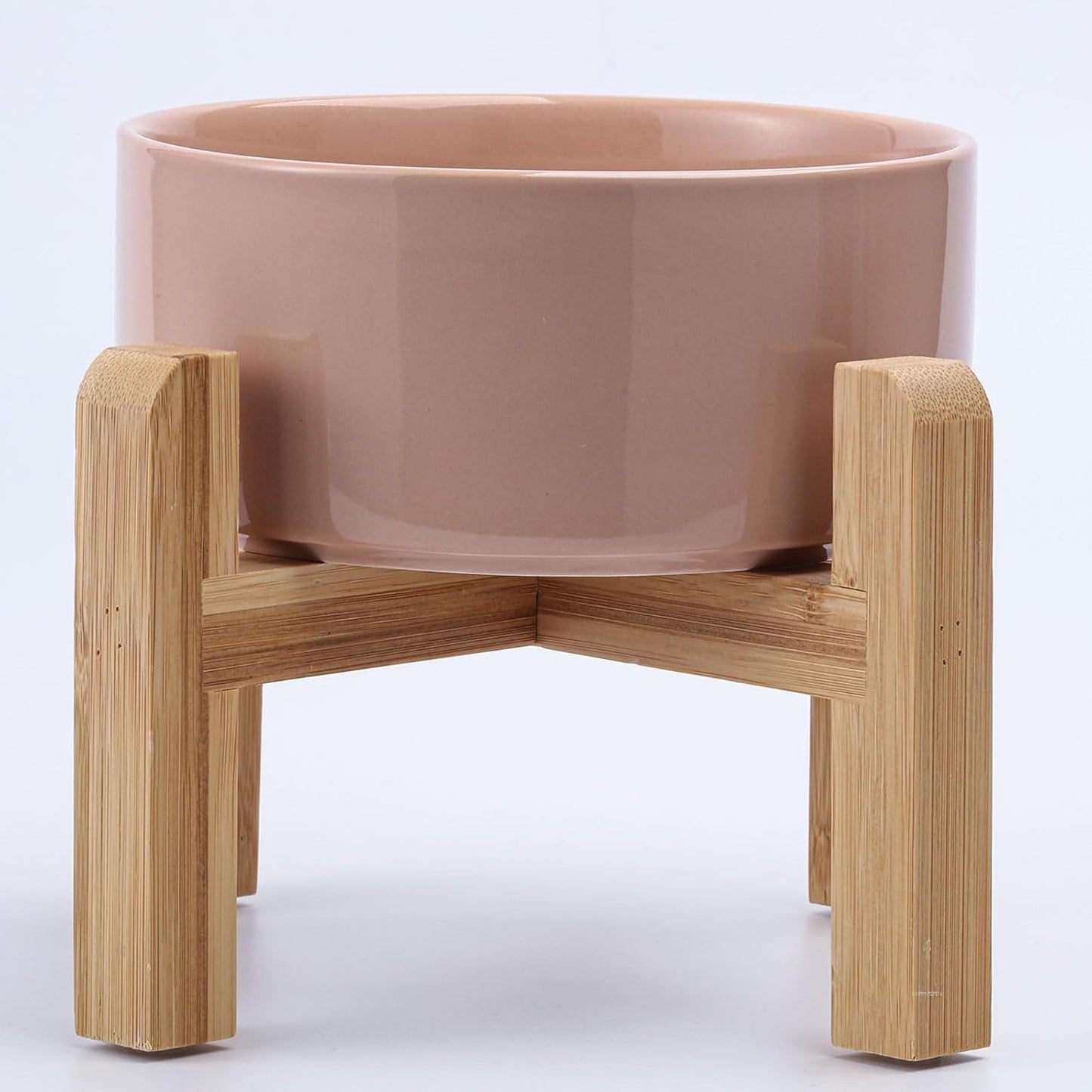 Petygooing Khaki Elevated/Raised Ceramic Dog Bowl for Small Breeds, Dog Food Water Dish with Stand,Pet Feeding Bowl with Anti Slip Rubber for Cats and Small Dogs Puppy 13.5 OZ (5.1In / 1.7 Cups)