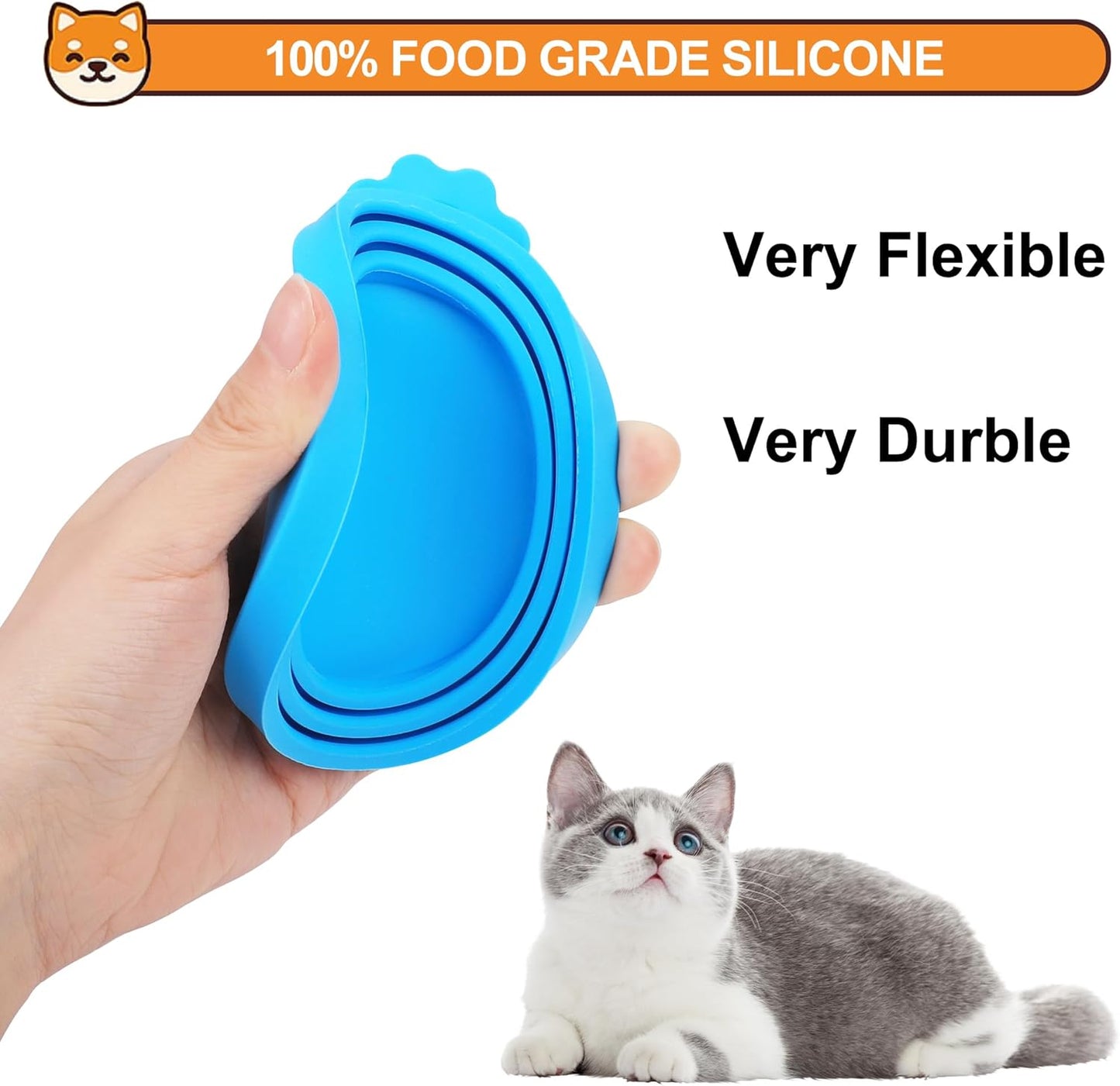 2 Pack Pet Food Cans Lids, Silicone Food Can Covers for Dog and Cat, BPA Free/Food Safe/Universal, One Fit Most Standard Size Food Can Top Teal/Orange, CWGTG01