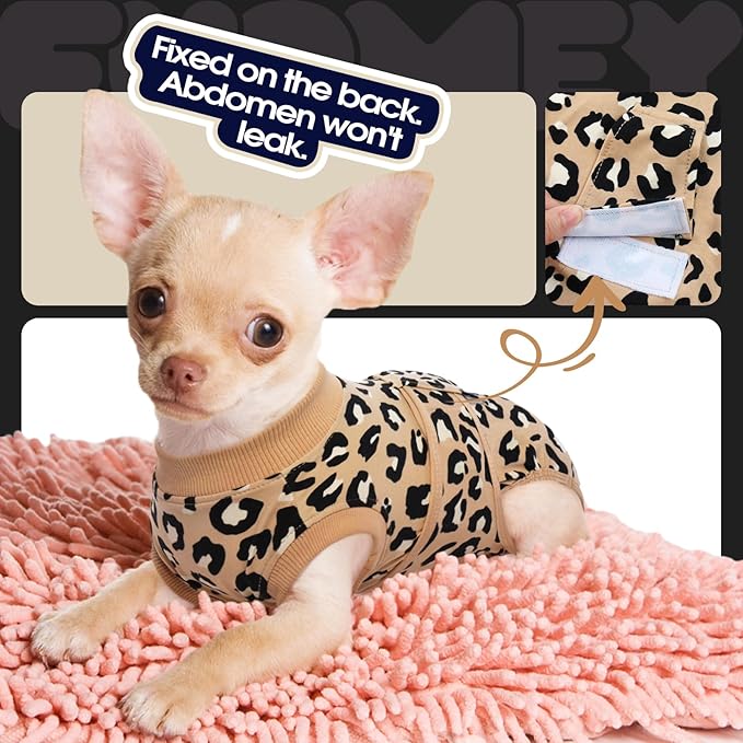 FUAMEY Recovery Suit for Dogs After Surgery,Soft Breathable Dog Bodysuit E-Collar & Cone Alternative Surgical Suit,Male Female Dog Neuter Spay Suits Anti Licking Wounds Onesie Brown Leopard XXL