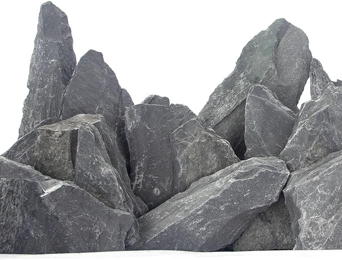 CFKJ [18 Pounds] Natural Slate Stone Rocks, 5 to 7 inch Slate Stone Rocks for Aquascaping, Aquariums, Terrariums, Amphibian Enclosures
