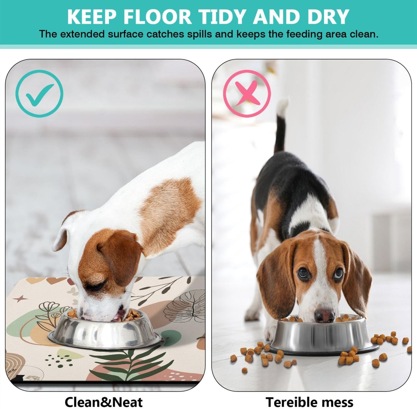 Pet Feeding Mat for Floors Waterproof Dog Mat for Food and Water Absorbent Quick Dry Non Slip mat for Cat Bowls