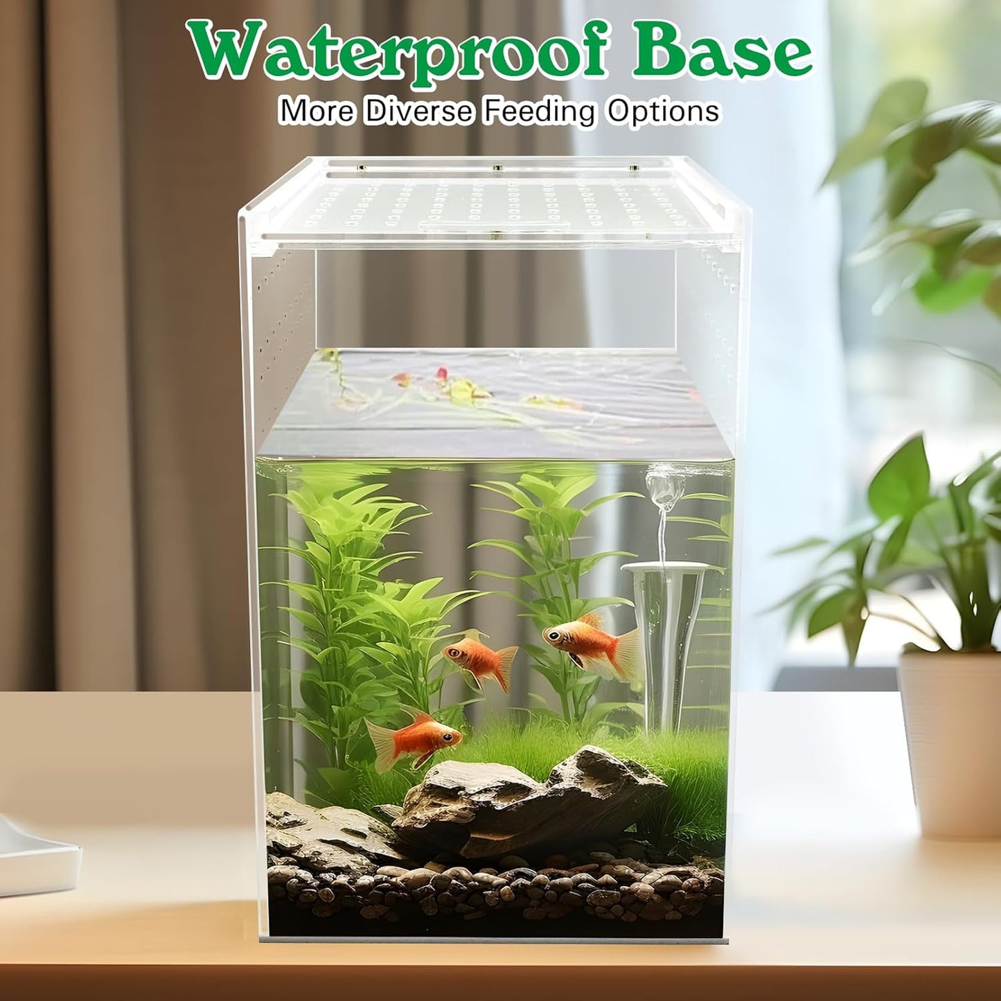 Reptile Terrarium Enclosure 6"x6"x10" Tall Acrylic Tarantula Breeding Box Magnetic Hermit Crab Habitat Vertical Tank Transparent Jumping Spider Cage for Insect Mantis Scorpion Sling Isopods