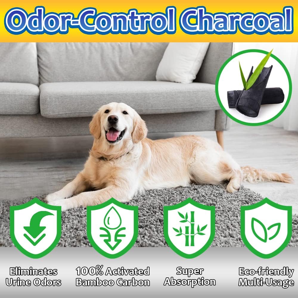 60 Count Charcoal Pee Pads for Dogs, 28"x34" Activated Charcoal Dog Pee Pads, Odorless Potty Pads, XL Disposable Puppy Pads Pet Training Pads