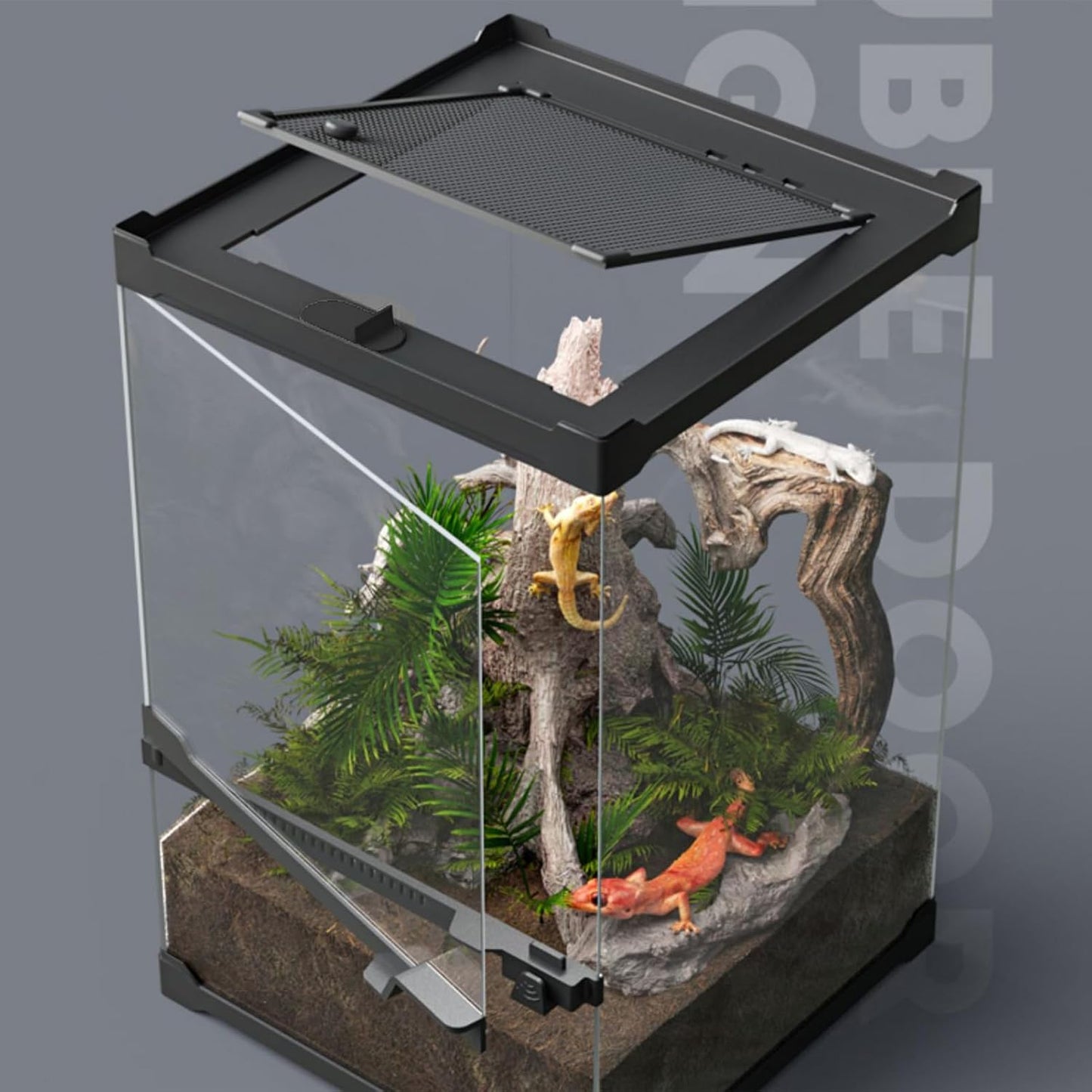 SARUFO Reptile Terrariums Tank (10 PCS) Front Opening Door 8"x8"x12" Amphibian Tank Starter Kit, Suitable for Small Reptiles Such as Geckos, Snakes, Lizards, Chameleons, Serpents