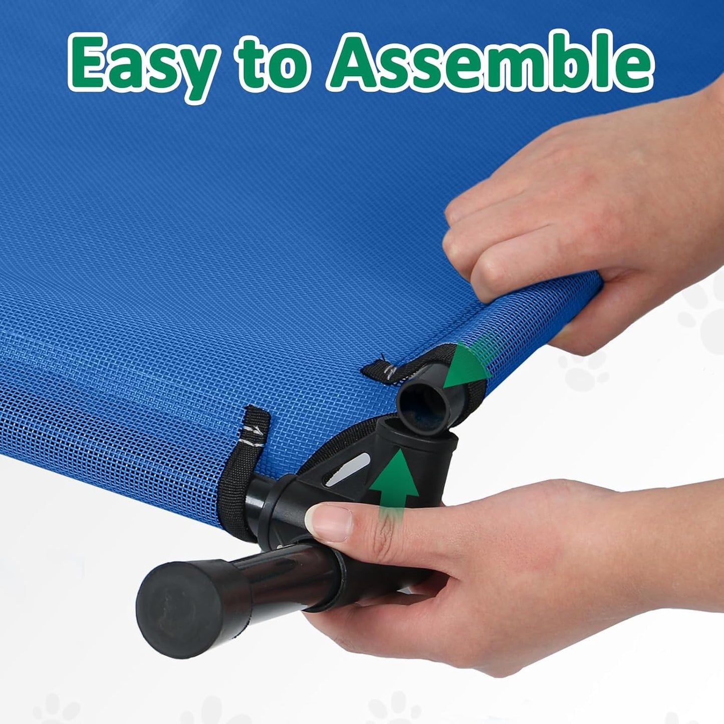 Elevated Dog Bed Outdoor for Medium Dogs, Raised Dog Cot Bed Off The Ground with Breathable Mesh & Non Slip Feet, Lifted Pet Hammock Bed Indoor (M, Blue)