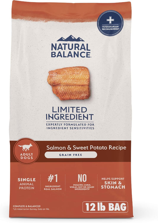 Natural Balance Limited Ingredient Adult Grain-Free Dry Dog Food, Salmon & Sweet Potato Recipe, 12 Pound (Pack of 1)