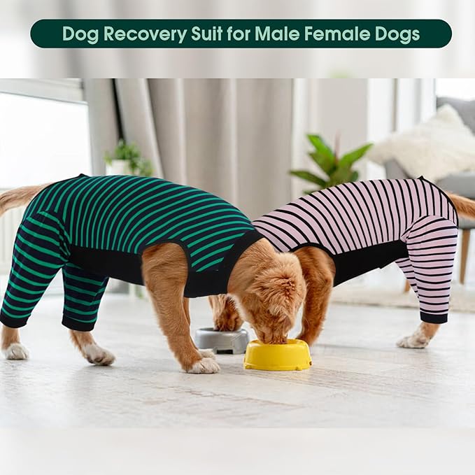 Kuoser Dog Recovery Suit for Back Legs,Soft Dog Surgery Suit with Sleeves to Stop Licking,Dogs Recovery Sleeve Elbow Protector Pet Surgical Onesie for Abdominal Wounds Dogs Cone Alternative,Pink M