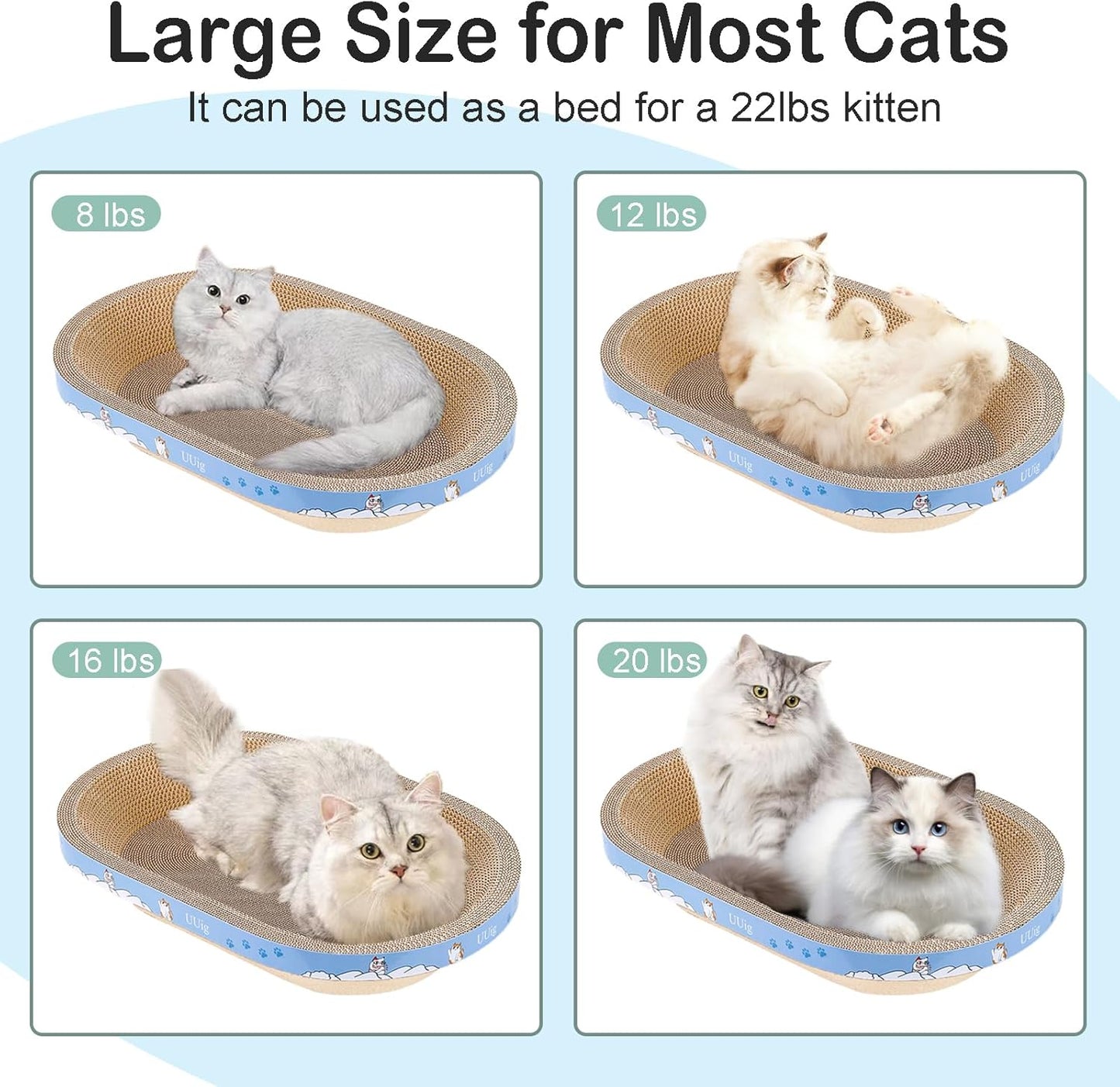 Cat Scratcher, 2pcs-23.6x14.9 inches Large Cat Scratching Board, Cardboard Cat Scratchers for Indoor Cats, Oval Cat Scratch Pad Bed with Catnip