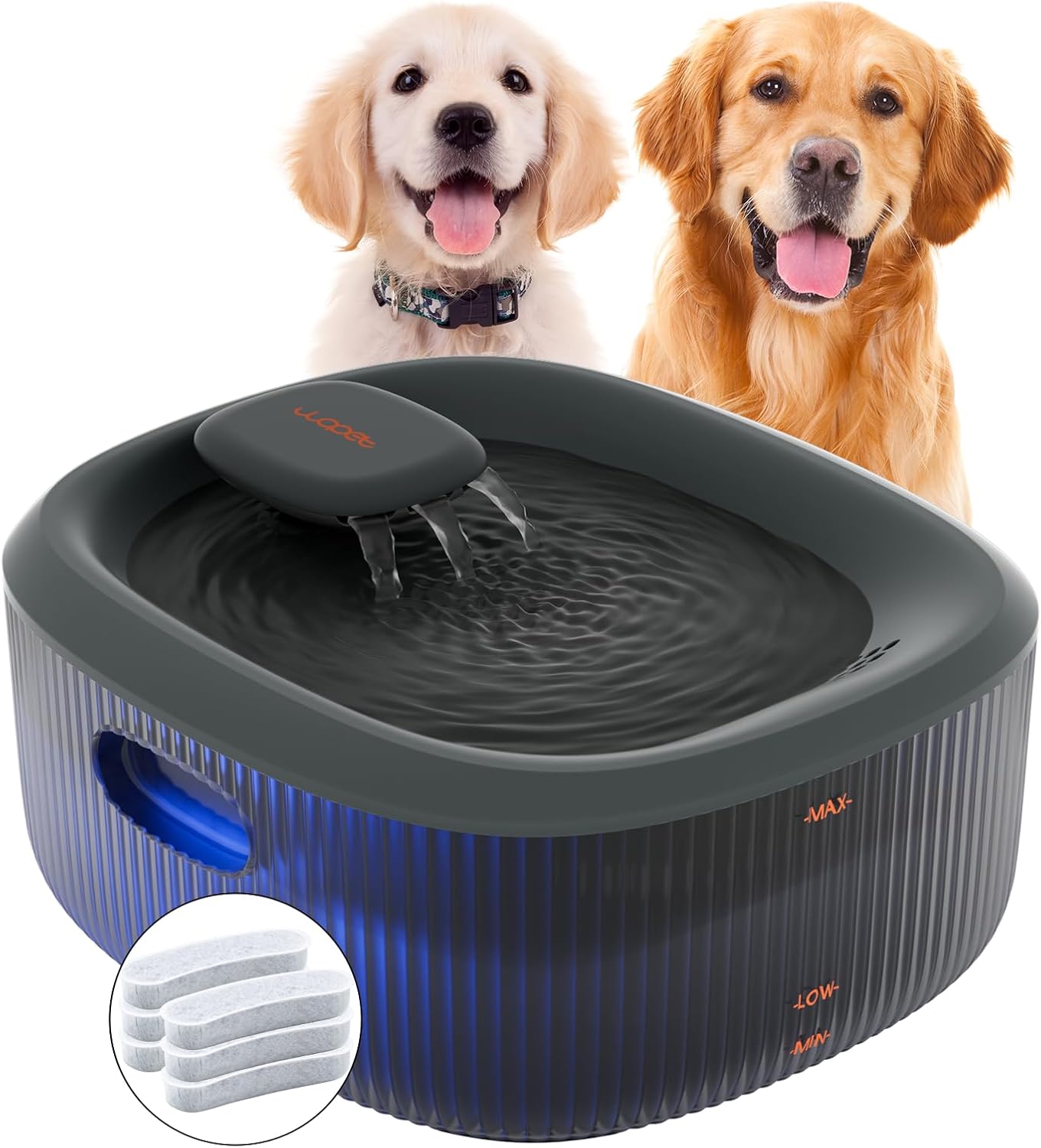 WOPET Dog Water Fountain for Large Dogs, 6L/205oz/1.7Gal Automatic Dog and Cat Water Fountain,Dog Water Dispenser with 6 Filters,Ultra-Quiet Pump,Great for Large Dogs Cats and Multi-Pet Home
