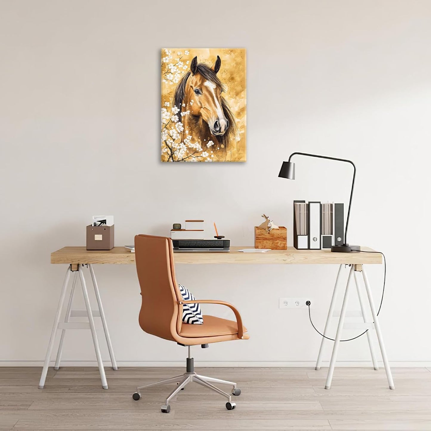 Horse Wall Art Canvas Rustic Horse Wall Decor Prints Framed Painting Farmhouse Flower Pictures Gifts Artwork for Bathroom Living Dining 12"x16"