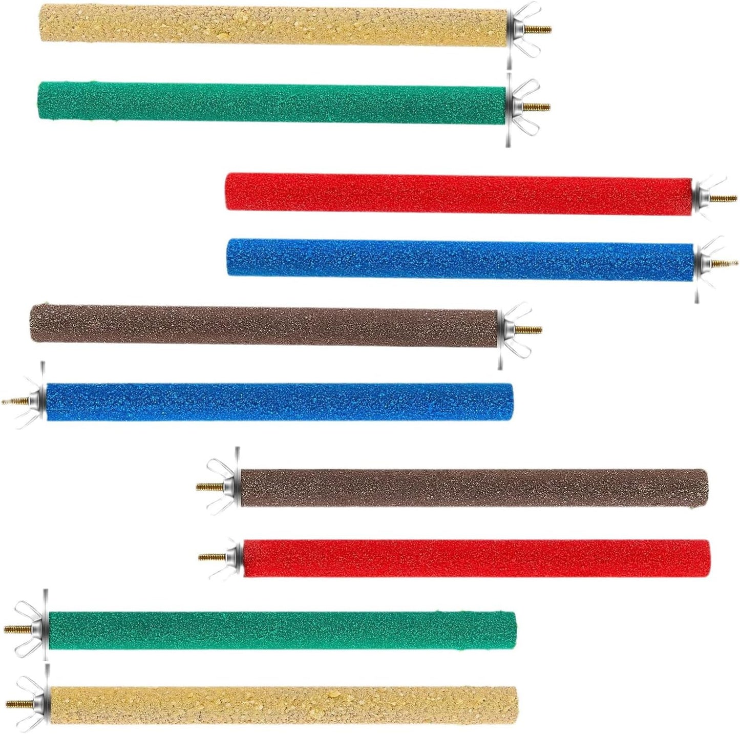 10 PCS Parrot Perch Stand Bird Perch Stand Toy Colorful Paw Grinding Stick Cage Wooden Parakeet Perch Accessories for Cockatiels （7.87in/0.59in）