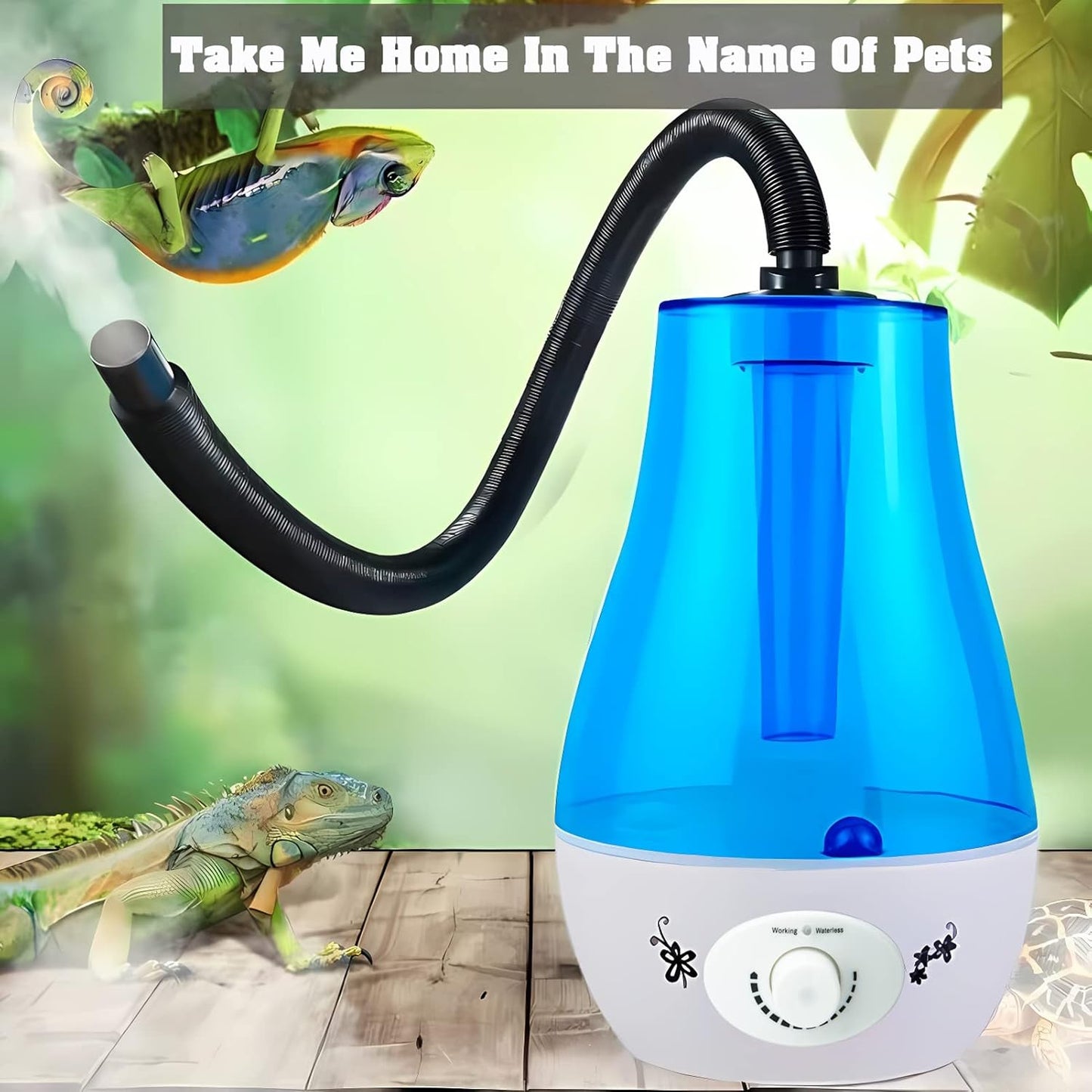 Reptile Fogger, Reptile Humidifiers, Misting System for Reptiles for Tortoise Habitat Chameleon Snake Amphibians(3L) White