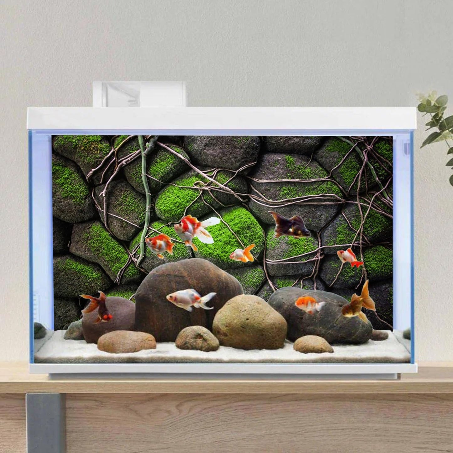 AWERT 48x24 inches Stone Aquarium Background Rock Fish Tank Background Rocky Terrarium Background Vinyl