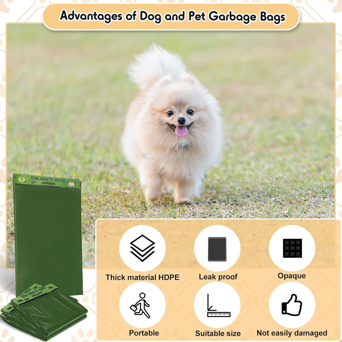 Ireer 5000 Pcs 50 Counts 5000 Pcs Header Bag Bulk Dog Pet Waste Bags Poop Easy Single Pull for Poop Dog Waste Station Fit Hang Hole Dispenser Home Outdoor (Green)