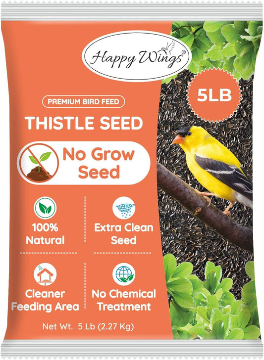 Nyjer/Thistle Seeds Wild Bird Food - 5 Pounds I No Grow Seed I Bird Seed for Wild Birds