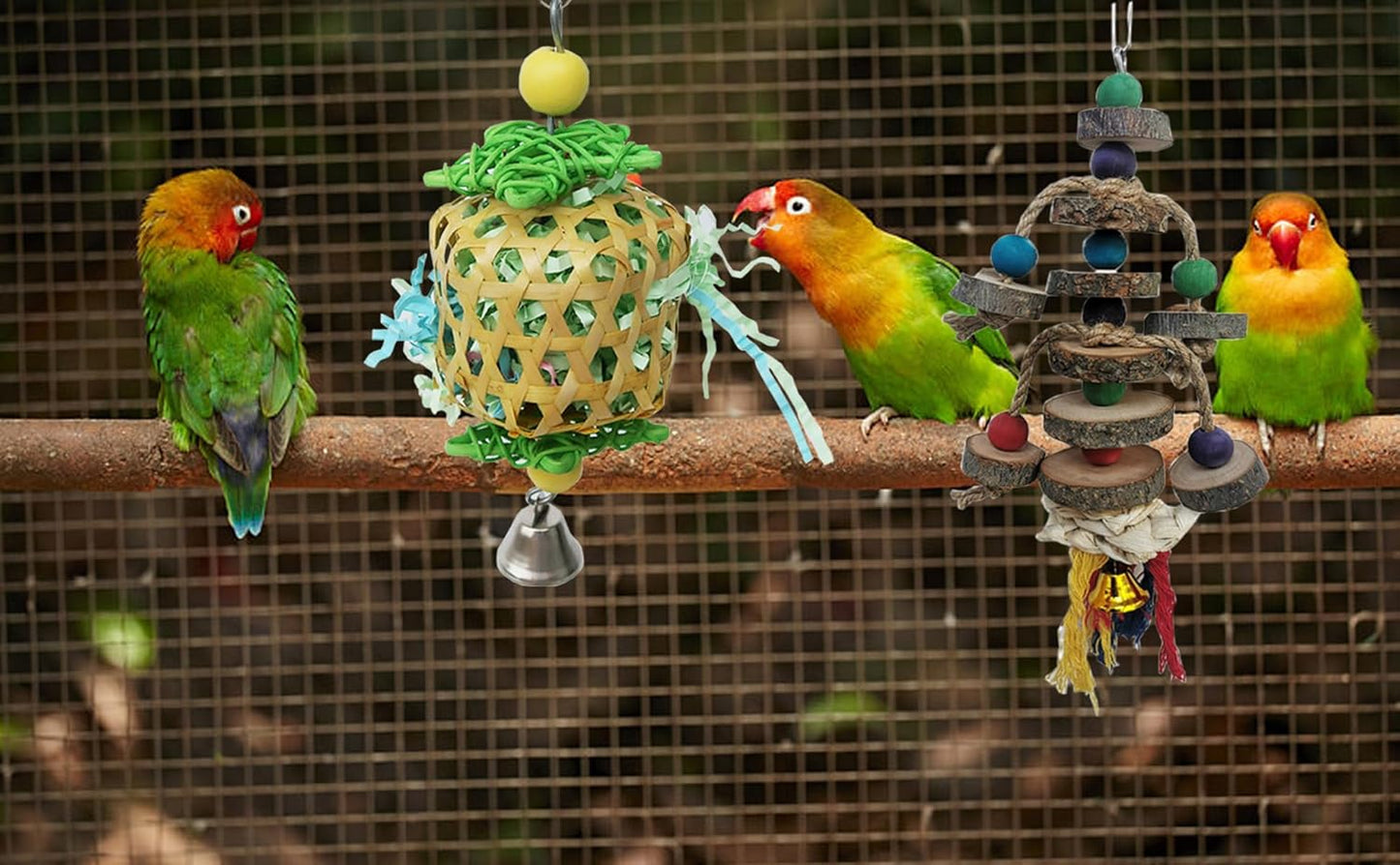 Bird Toys for Conures Parakeet, Birds Cage Accessories, Bird Shredding Foraging Toys for Cage
