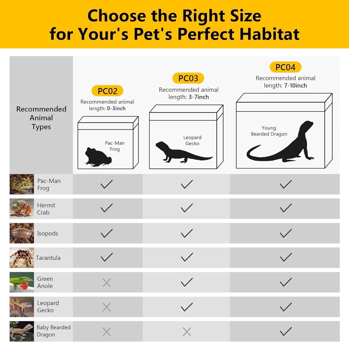 Reptile PC Terrarium,Anti Breakage 19.5x9.4x10.5 in Amphibians Tank Starter Kits,Top Sliding Door Gecko Starter Screen Ventilation Mini Habitat Cages,Hygrometer Thermometer,Hide Cave,Tweezer,Sprayer