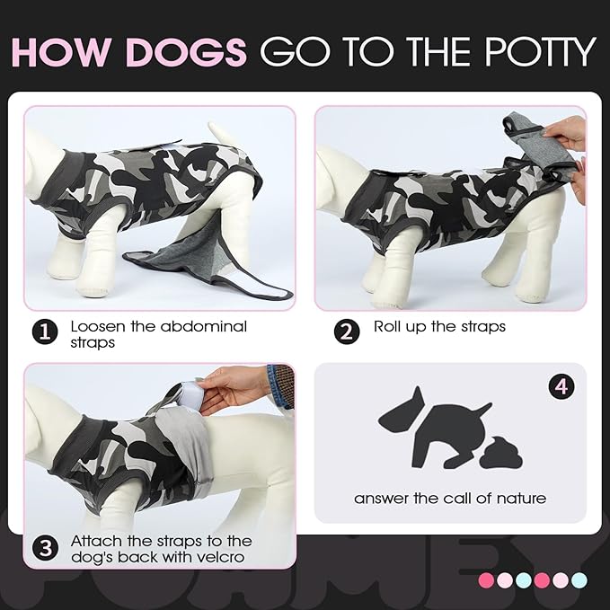 FUAMEY Dog Recovery Suit Male,Dogs Surgery Neuter Suits Puppy Spay Shirts for Female Protect Dog's Skin Anti Licking Abdominal Wounds Doggie Onesie Pet Bodysuit Alternative to Cone Grey Camouflage XL