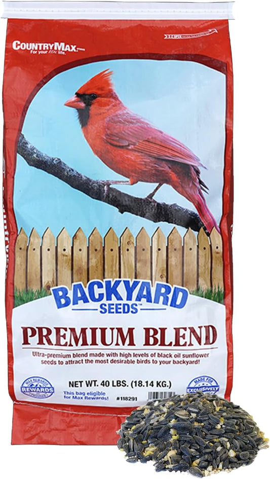 CountryMax Backyard Seeds Premium Bird Seed 40 lb – Supreme Wild Bird Food Blend for Outdoor Feeders – Attracts Songbirds, Cardinals, Finches, Chickadees, and More