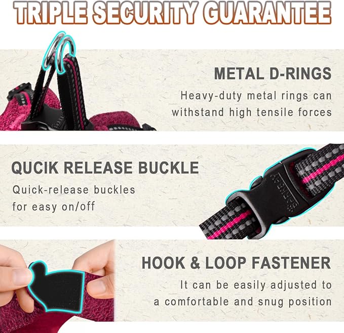 Dog Harness Step in Dog Vest Harness, Reflective Adjustable Puppy No Pull Harness Breathable Soft for Small and Medium Dogs Cats, Pink/Black, XS