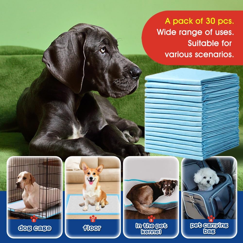 NEZO Dog and Puppy Premium Training Pads, XX-Large 34 x 46 inch - 30 Count Pee Pads with 6 Layer Leak-Proof and Super Absorbent