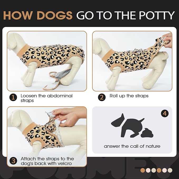 FUAMEY Recovery Suit for Dogs After Surgery,Soft Breathable Dog Bodysuit E-Collar & Cone Alternative Surgical Suit,Male Female Dog Neuter Spay Suits Anti Licking Wounds Onesie Brown Leopard S