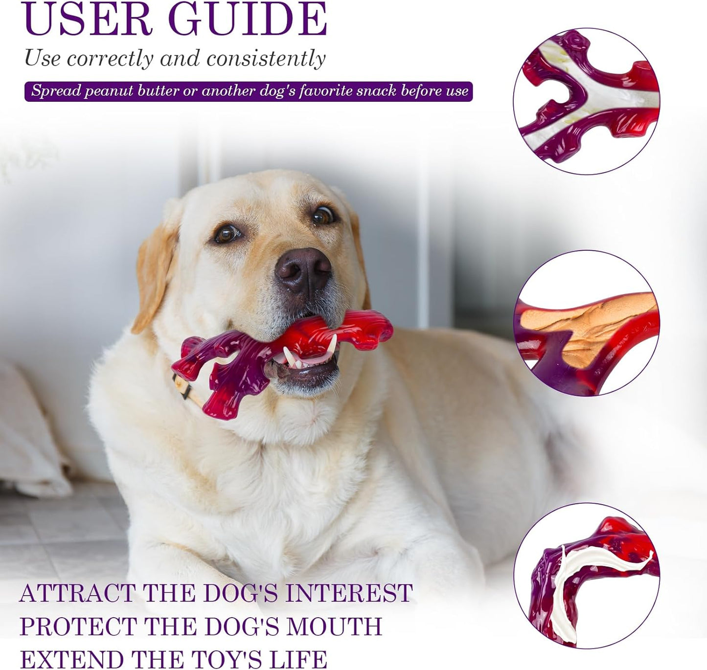 3 Pack Indestructible Dog Chew Bones for Aggressive Chewers - Heavy Duty Long Lasting Chew Toys for Large Dogs, Nylon Teeth Cleaning Toys