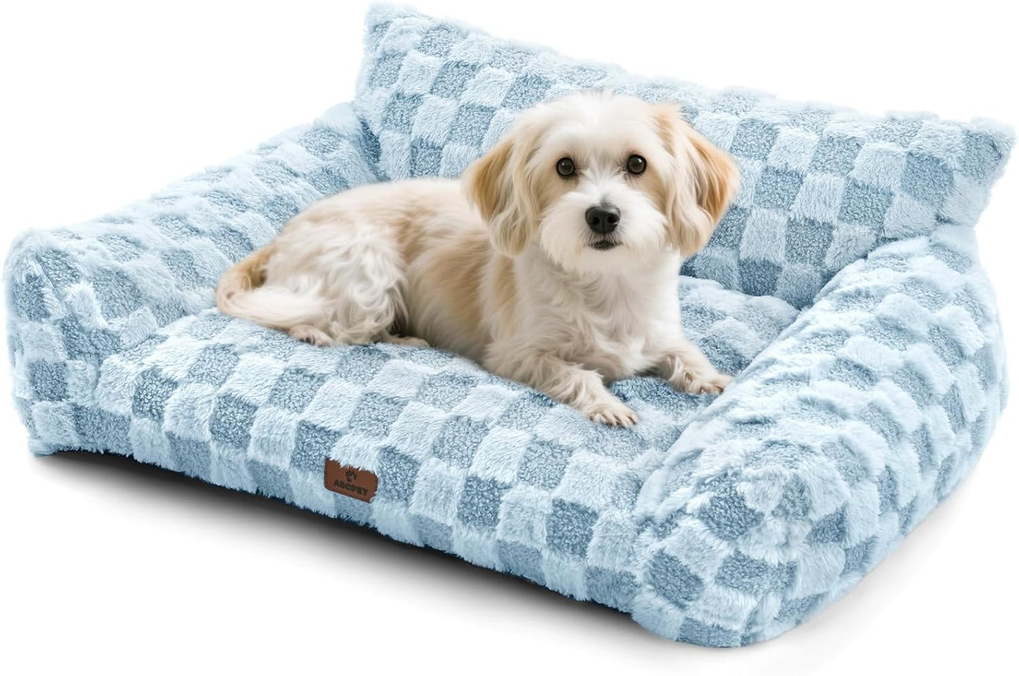 Cat Bed Cat Couch for Puppy and Kitten, Fluffy Pet Sofas Medium Dog Sofa Bed, Supportive Cats Sofa for Indoor Cats, Washable Cover & Non-Slip, 32 inch, Blue