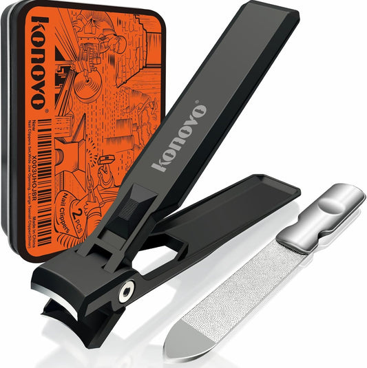 Nail Clippers Set, Ultra Sharp Sturdy Fingernail and Toenail Clipper Cutters with Visibly Tin Case, Large Toenail Clipper