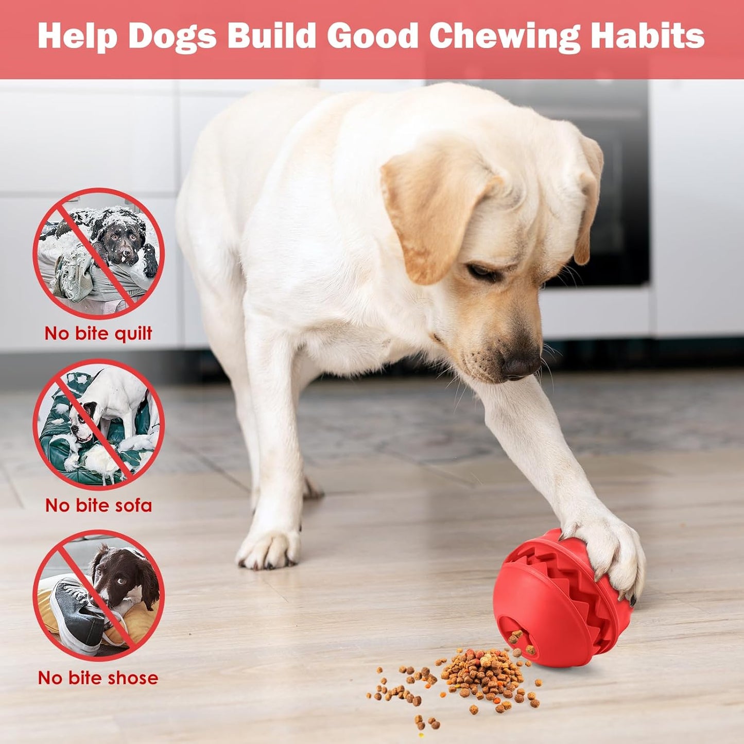 Rubber Treat Dispensing Dog Toys, Indestructible Dog Ball for Aggressive Chewers, Interactive Treat Toy for Boredom to Keep Them Busy, Large Aggressive Chew Dispensing Ball
