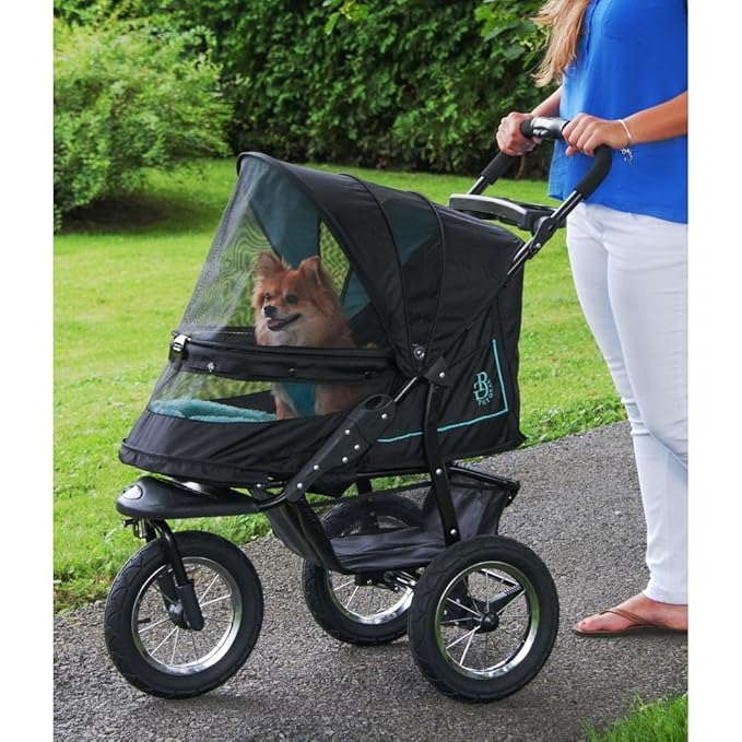 Pet Gear PG8450NVS Zipperless Entry, Easy One-Hand Fold, Air Tires NV Pet Stroller, Large, Sky Line