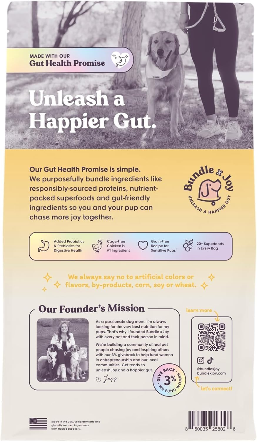 Bundle x Joy Superfood Dry Dog Food - Pet Food for Small, Medium and Large Breeds - Made with Real Ingredients - Nutrient Dense Probiotic Dog Food to Support Healthy Digestion (12 Pound, Chicken)