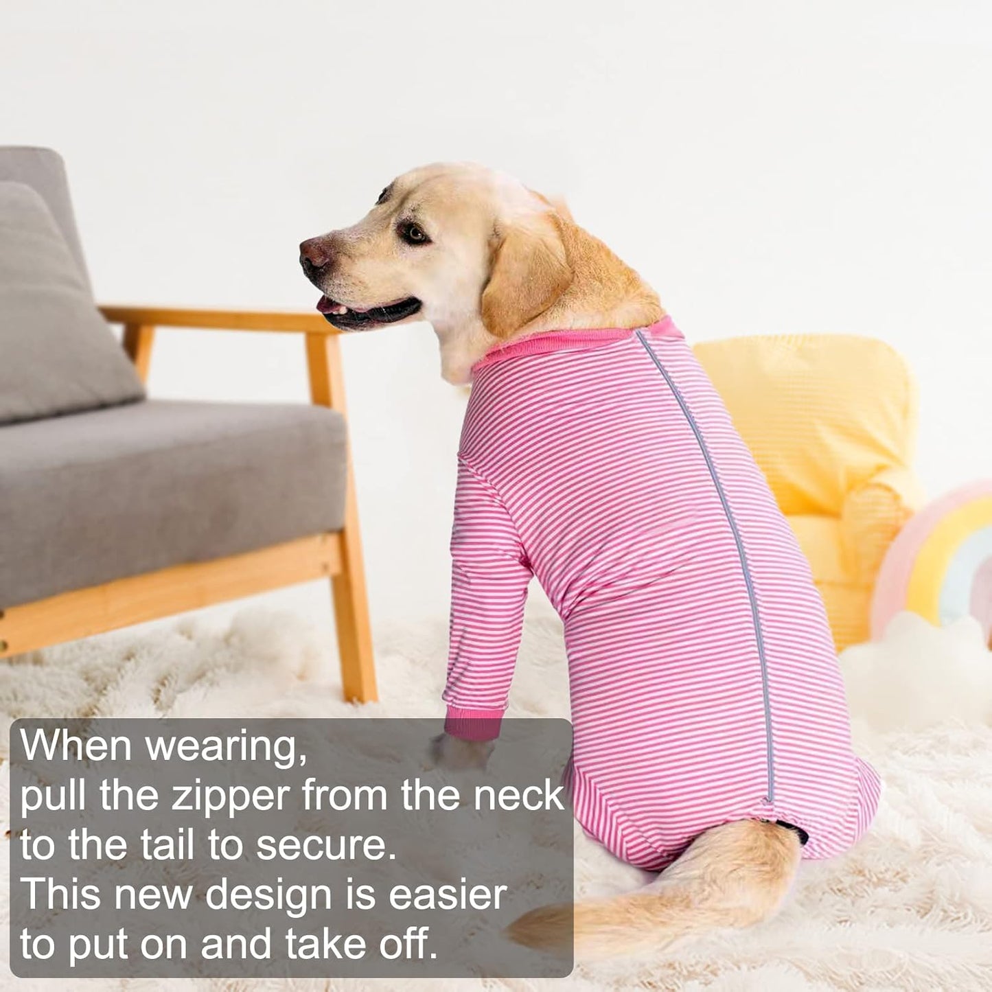 Yeapeeto Dog Onesie Surgery Recovery Suit for Large Medium Bodysuit Dogs Pajamas PJS Full Body for Shedding, Prevent Licking, Wound Protection, Cone Alternative (5XL, Pink)