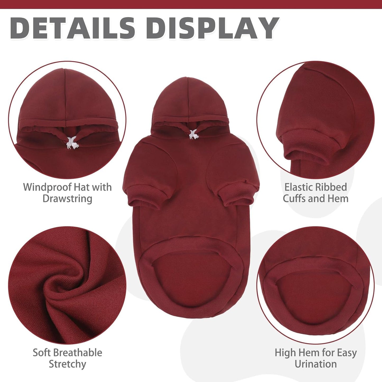 KOOLTAIL Basic Dog Hoodie - Soft and Warm Dog Hoodie Sweater with Leash Hole and Pocket, Dog Winter Coat, Cold Weather Clothes Sweatshirt for Small Medium Large Dogs Puppy Cat Boys Girls XL/XXL