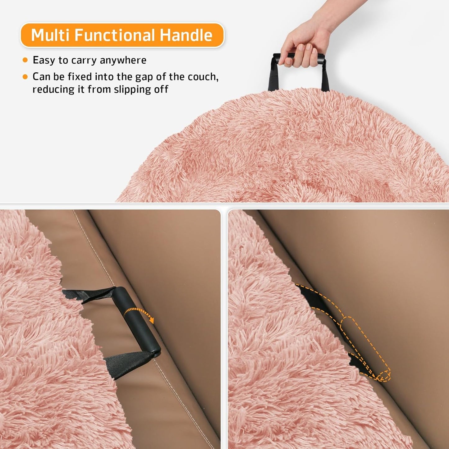 GGIB Calming Dog Bed Fluffy Plush Dog Mat for Furniture Protector with Removable Washable Cover for Large Medium Small Dogs and Cats (XS (31"x23.5"x5"), Pink)