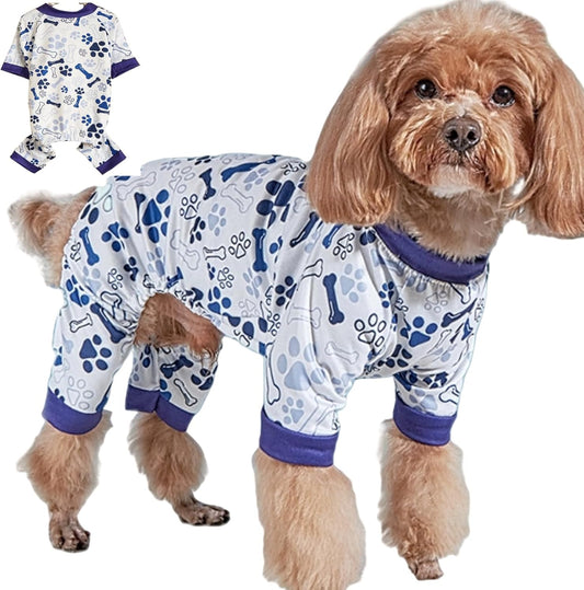 Vet-Approved Dog Onesie Pajamas for Small Dog Clothes - Lightweight Soft Stretchy Puppy Outfit - Certified Hypoallergenic Comfort Anxiety-Reducing (Blue, X-S)
