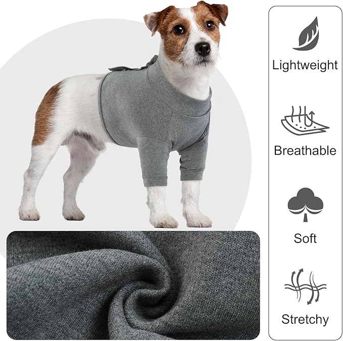 IDOMIK Dog Recovery Suit, Dog Surgery Recovery Suit Front Legs, Comfy Joint Leg Sleeves After Surgery, Elbow Braces Protector for Leg Injuries & Joint Pain, Cone Collar Alternatives,Grey,3XL