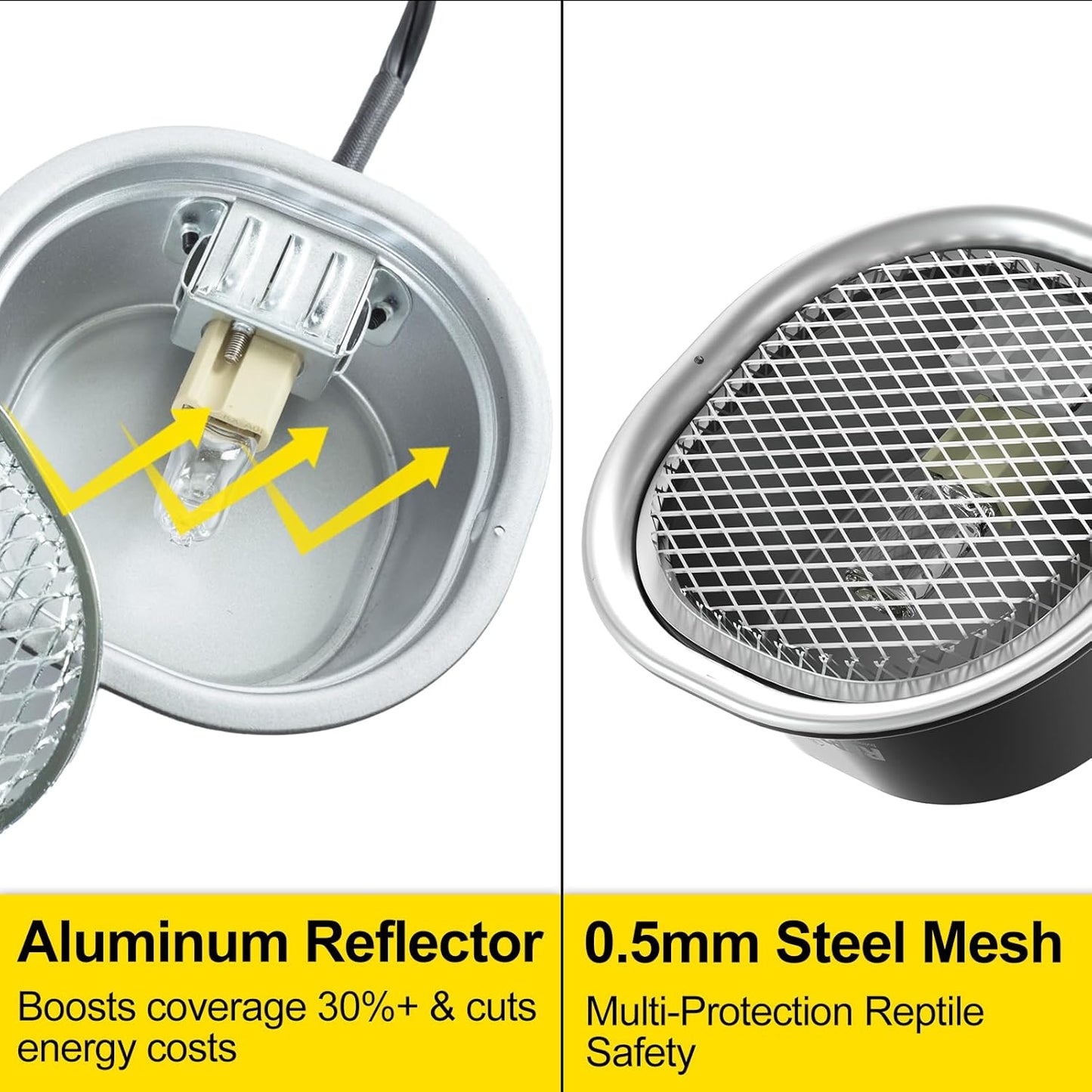 G9 Reptile Heat Lamp Combo Kit- 50W UVA Basking Bulb & Low Profile Tank Hood for Bearded Dragons Turtles Lizards Leopard Geckos | Terrarium Heating Lamp with Safety Mesh & Warm White Bulb