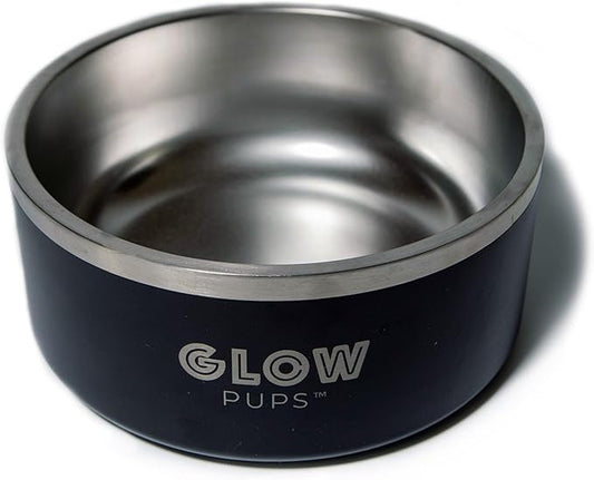 Black Dog Bowl, Double Wall Stainless Steel Pet Bowl, Vacuum Insulated Pet Feeder, Non-Skid Pet Bowl, 32 oz