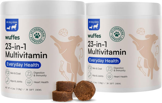 Wuffes 23-in-1 Chewable Dog Multivitamin&Supplements Bundle - Dog Multivitamin for Small&Large Breed - 2 Pack - 60 Count