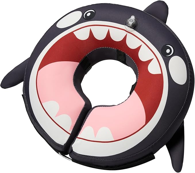 BENCMATE Inflatable Dog Cone Collar Alternative, Soft Dog Cone for Small Medium Large Dogs and Cats, Neck Recovery ECollar Donut Collar After Surgery (Large+, Orca)