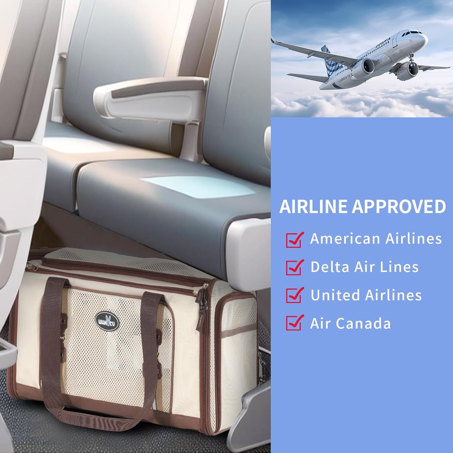 Cat Carrier,Dog Carrier for Small Dogs,TSA Approved/Expandable/3D Foldable Mat/900D Wear Resistant Oxford Fabric,Pet Carrier Airline Approved,Dog Car Seat for Car Travel,Outdoor Camping