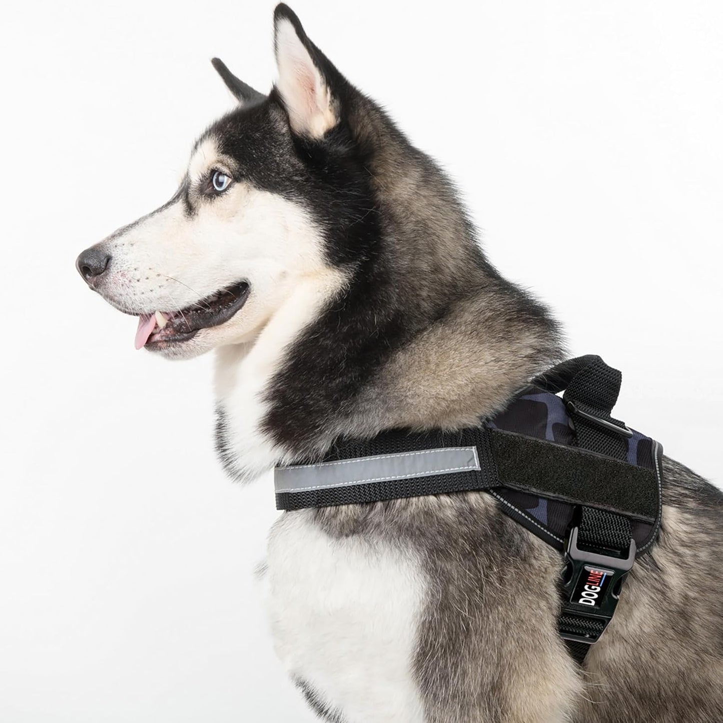 Dogline Dog Harness, Reflective No-Pull Adjustable Vest with Handle for Walking, Training, Breathable, No - Choke Harness for Small, Medium or Large Dogs Room for Patches Girraffe Grey XL 33"-46"