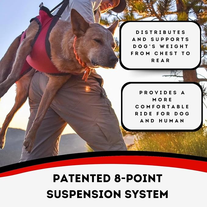 Fido Pro Airlift Emergency Dog Rescue Sling - Lightweight, Packable Dog Sling for Medium Dogs with 8-Point Support System for Safe Transport - Ideal for Hiking, Skiing - Fits Dogs 20-45 lbs