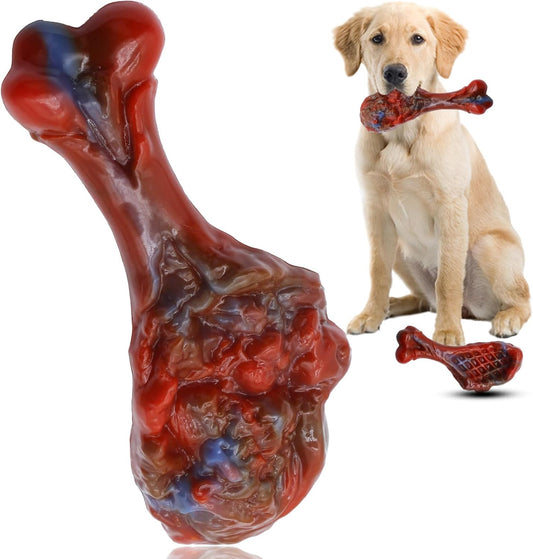 Dog Chew Toys for Aggressive Chewers, Indestructible Dog Toy for for Medium/Large Breed, Tough Nylon Teething Bone Toy to Keep Them Busy,Bacon and Real Beef Flavor (Beef Flavor, 1 Pack)