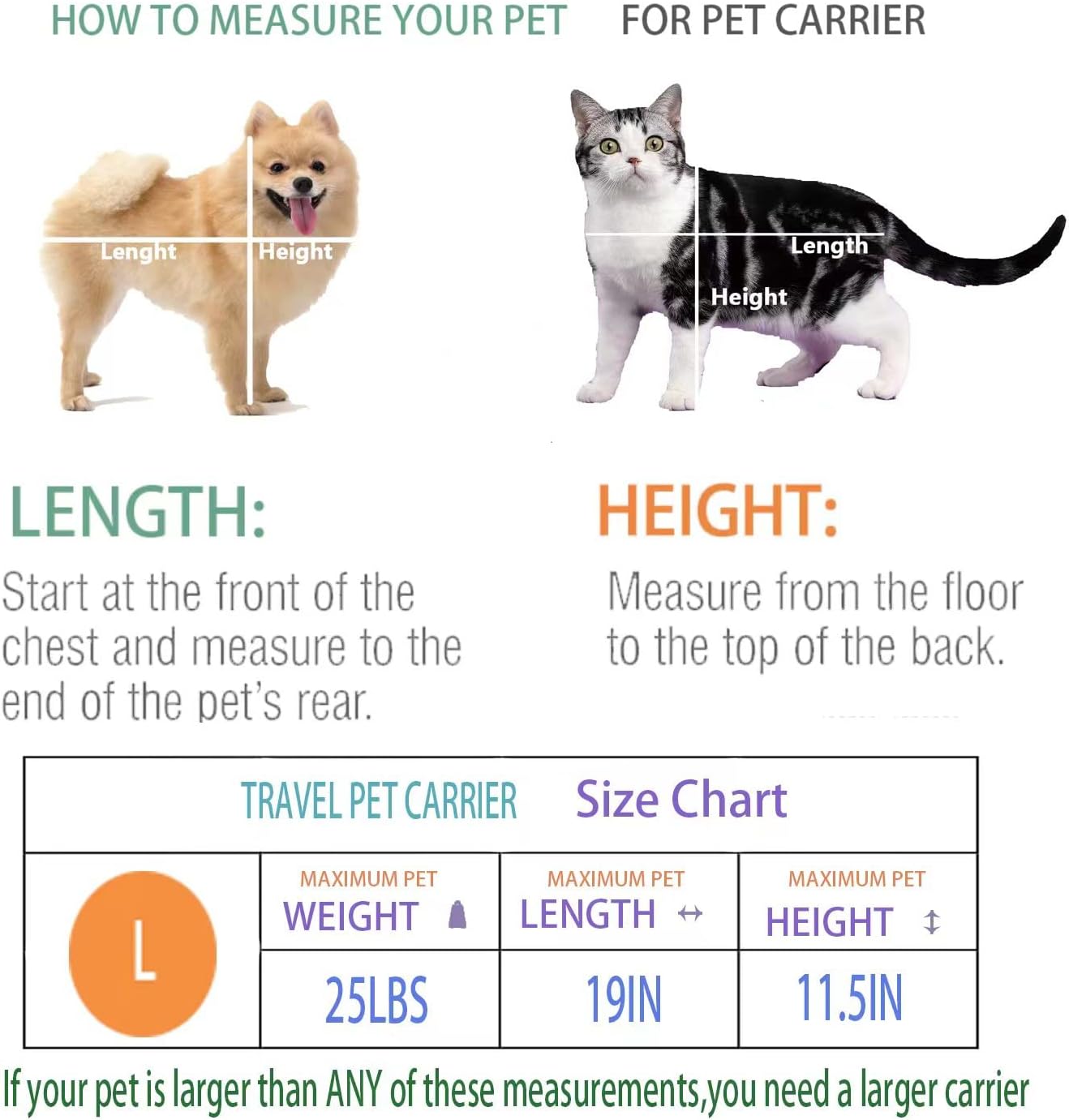 Cat Carrier Dog Carrier Pet Carrier Cat Bags for Small Medium Cats Dogs Puppies of 15 Lbs,of Airline Approved Small Dog Bag Soft Sided,Collapsible Travel Puppy Carrier(Large, Black)