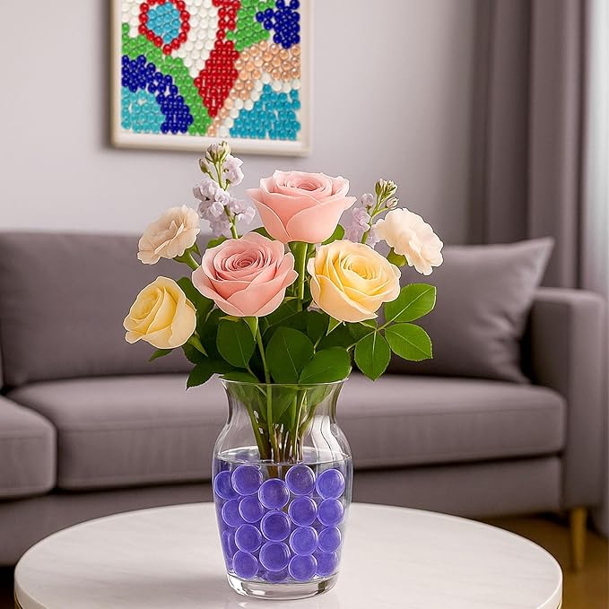 FUTUREPLUSX 1LB Purple Flat Glass Marbles, Purple Vase Filler, Glass Pebbles, Aquarium Rocks Fish Tank Beads for DIY Crafts Table Scatter Decor