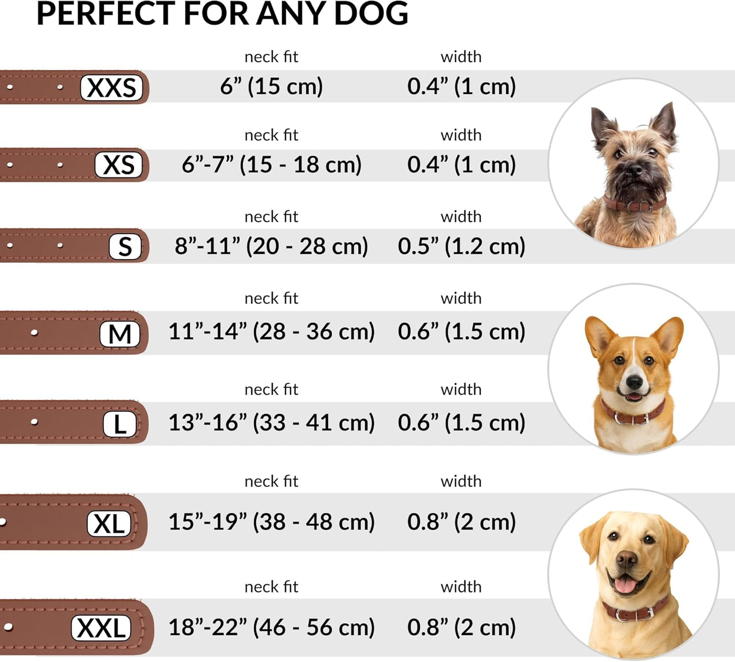 CollarDirect Rolled Leather Dog Collar, Soft Padded Round Puppy Collar, Handmade Genuine Leather Collar Dog Small Large Cat Collars 13 Colors (6-7 Inch, Cinnamon Smooth)