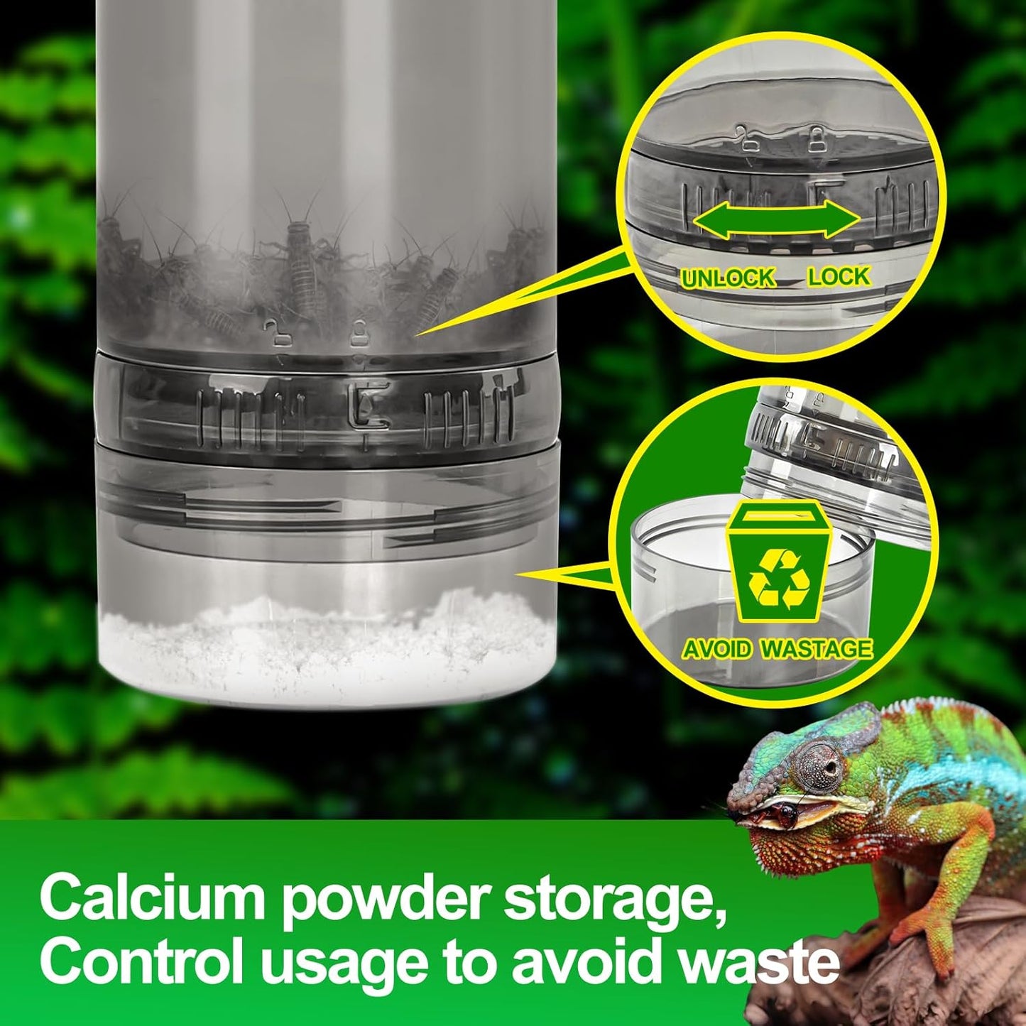 Cricket Calcium Powder Mixer, Reptile Cricket Keeper, Reptile Calcium Duster for Bearded Dragon Gecko Lizard Snake Chameleon
