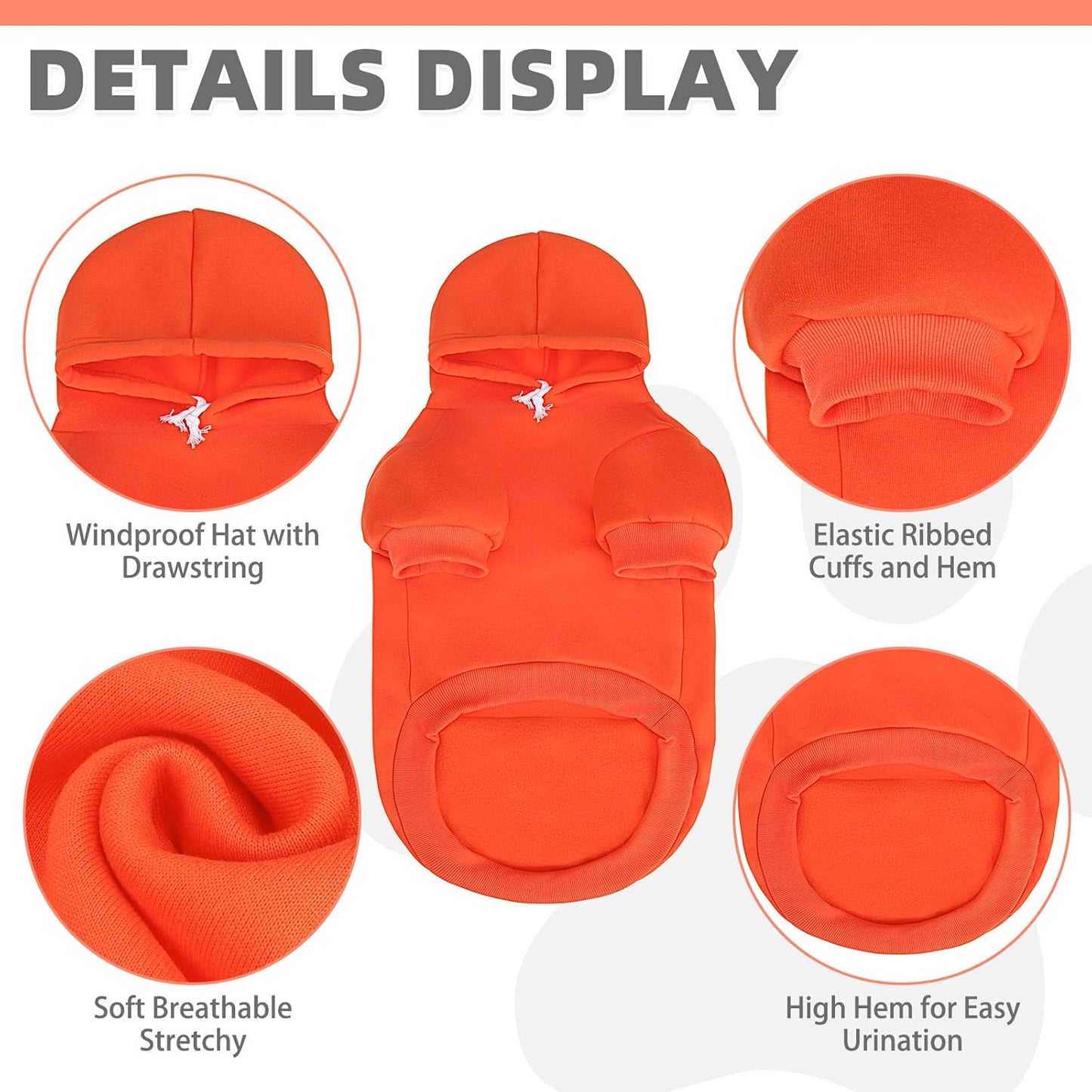 KOOLTAIL Fall Dog Hoodie - Soft & Warm Dog Thanksgiving Sweater with Leash Hole and Pocket, Pet Winter Coat, Cold Weather Clothes Sweatshirt for Small Medium Large Dogs Puppy Cat Boys Girls, Orange M